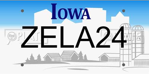 ZELA24 Iowa License Plate