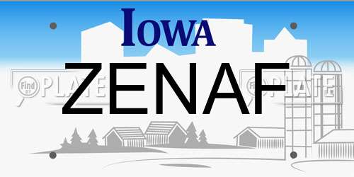ZENAF Iowa License Plate