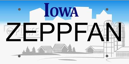 ZEPPFAN Iowa License Plate