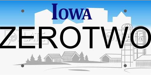 ZEROTWO Iowa License Plate