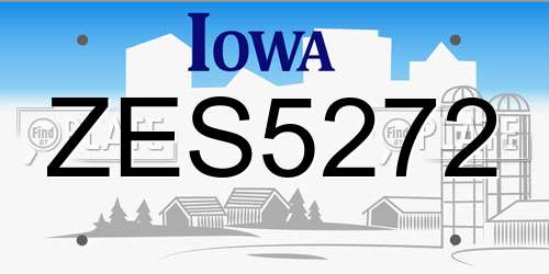 ZES5272 Iowa License Plate