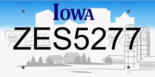 ZES5277 Iowa License Plate