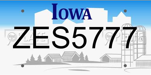 ZES5777 Iowa License Plate