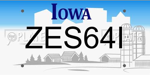 ZES64I Iowa License Plate