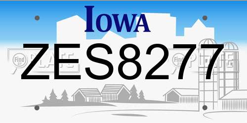 ZES8277 Iowa License Plate