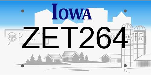ZET264 Iowa License Plate
