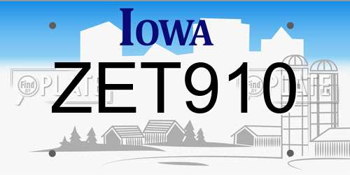 ZET910 Iowa License Plate