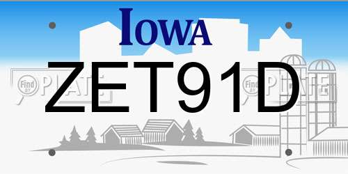 ZET91D Iowa License Plate
