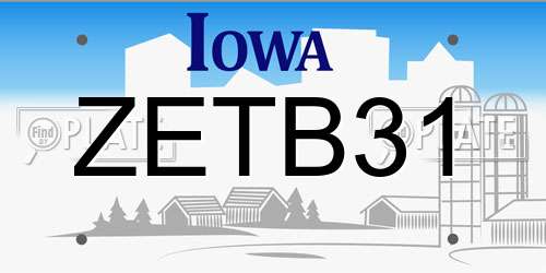 ZETB31 Iowa License Plate