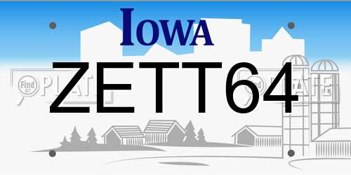 ZETT64 Iowa License Plate