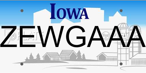 ZEWGAAA Iowa License Plate