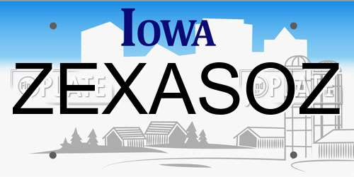 ZEXASOZ Iowa License Plate