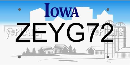 ZEYG72 Iowa License Plate