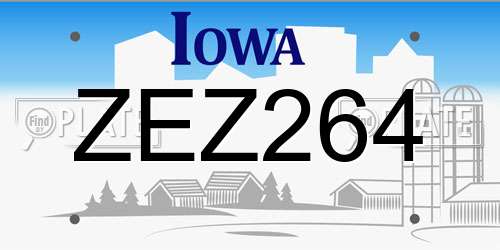ZEZ264 Iowa License Plate