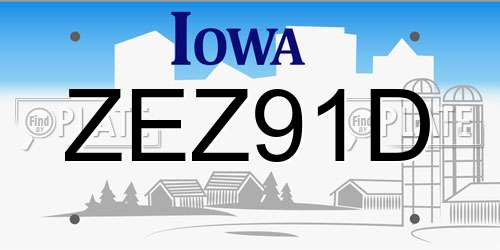 ZEZ91D Iowa License Plate