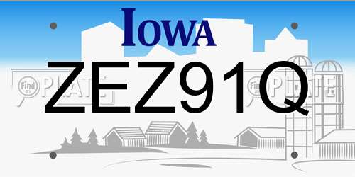 ZEZ91Q Iowa License Plate