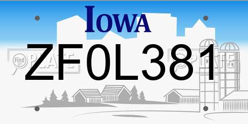 ZF0L381 Iowa License Plate
