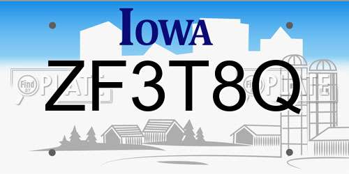 ZF3T8Q Iowa License Plate