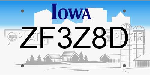 ZF3Z8D Iowa License Plate