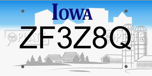 ZF3Z8Q Iowa License Plate