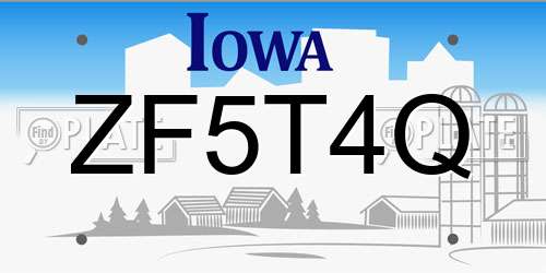 ZF5T4Q Iowa License Plate