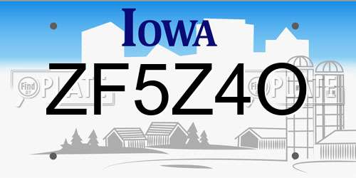 ZF5Z4O Iowa License Plate