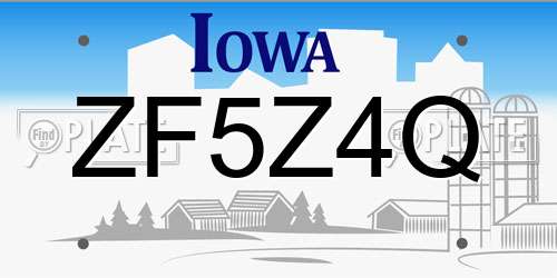 ZF5Z4Q Iowa License Plate