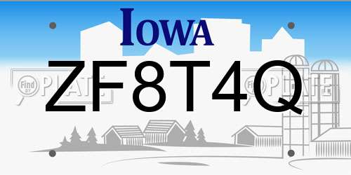 ZF8T4Q Iowa License Plate