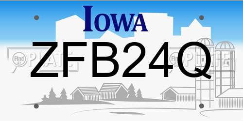 ZFB24Q Iowa License Plate