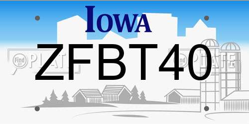 ZFBT40 Iowa License Plate
