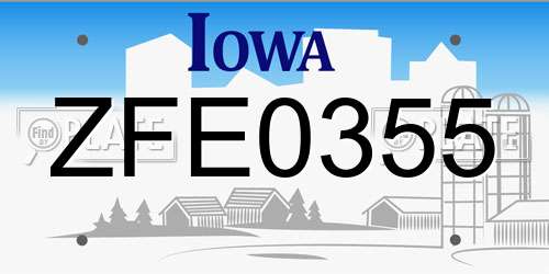 ZFE0355 Iowa License Plate