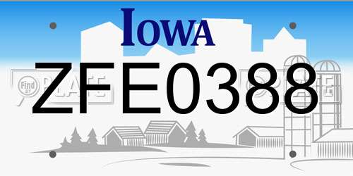 ZFE0388 Iowa License Plate
