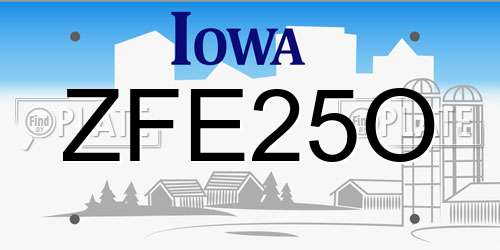 ZFE25O Iowa License Plate