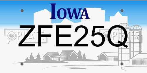ZFE25Q Iowa License Plate
