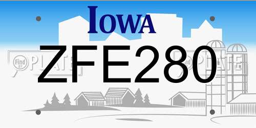 ZFE280 Iowa License Plate