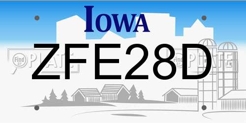 ZFE28D Iowa License Plate