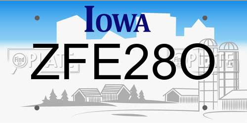 ZFE28O Iowa License Plate