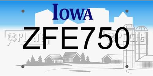 ZFE750 Iowa License Plate