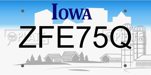 ZFE75Q Iowa License Plate
