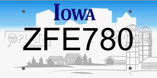 ZFE780 Iowa License Plate