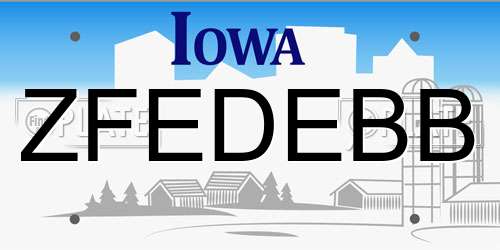 ZFEDEBB Iowa License Plate