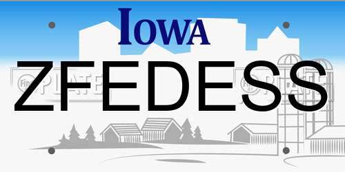 ZFEDESS Iowa License Plate
