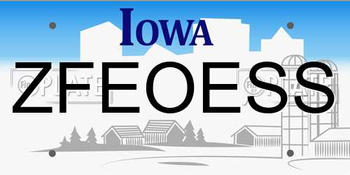 ZFEOESS Iowa License Plate