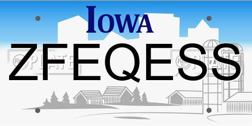 ZFEQESS Iowa License Plate