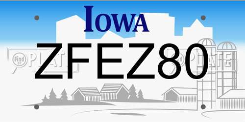 ZFEZ80 Iowa License Plate