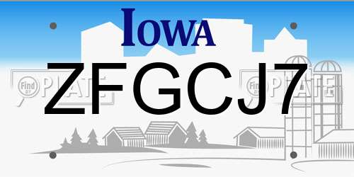 ZFGCJ7 Iowa License Plate