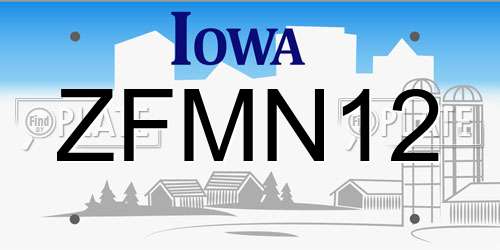 ZFMN12 Iowa License Plate