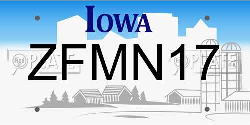ZFMN17 Iowa License Plate