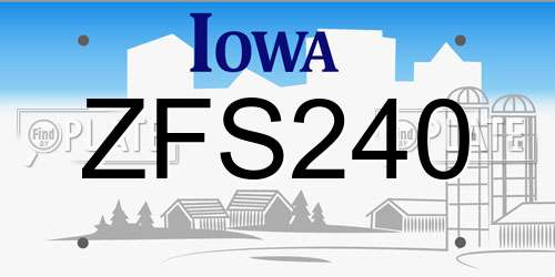 ZFS240 Iowa License Plate