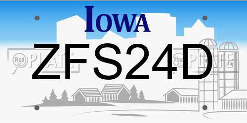 ZFS24D Iowa License Plate